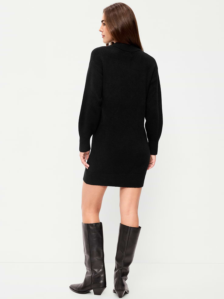 Image 2 of 9, SoSoft Long-Sleeve V-Neck Mini Sweater Dress