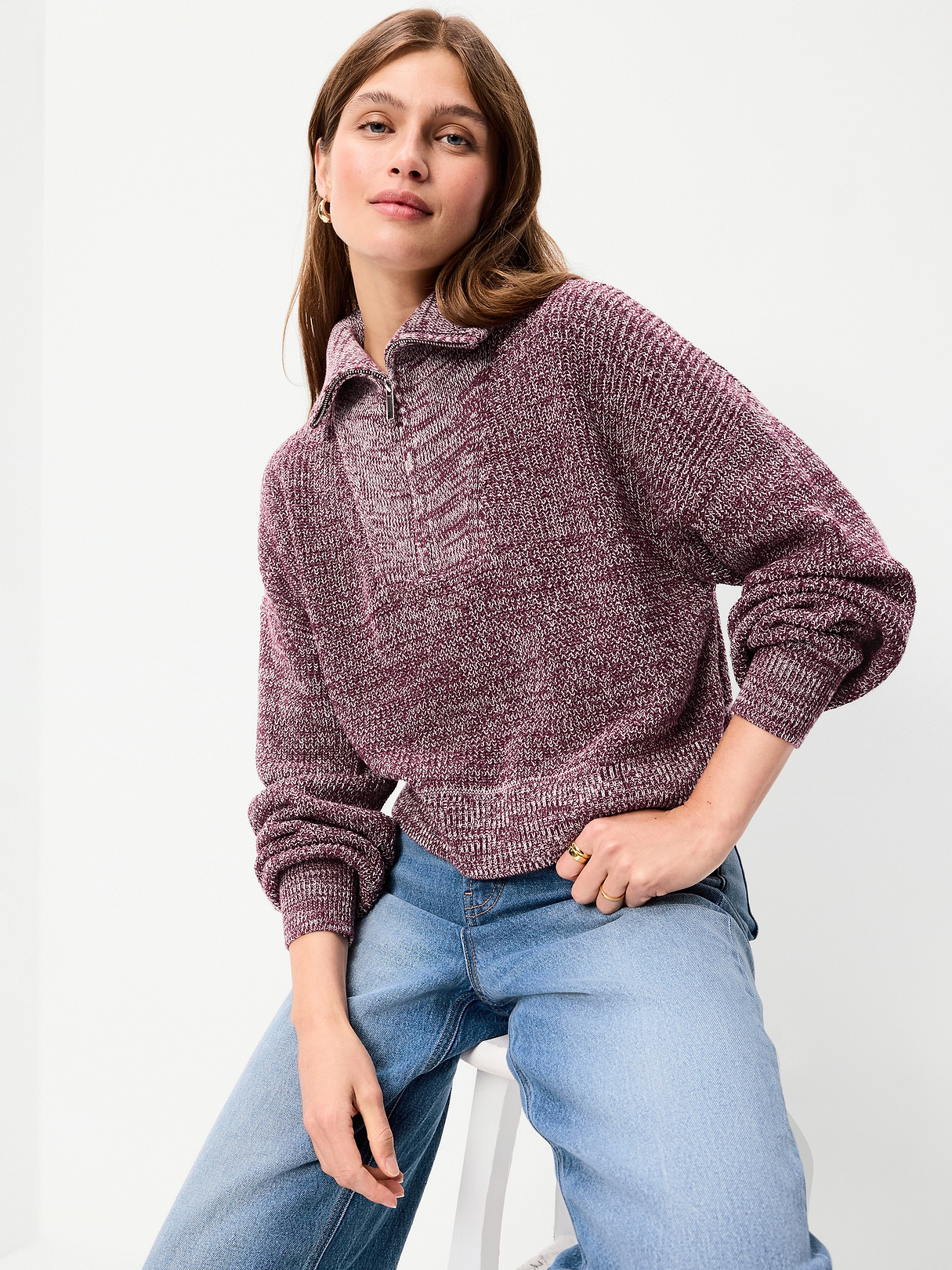 Seaside Cotton Shaker Oversized Half-Zip Sweater | Old Navy