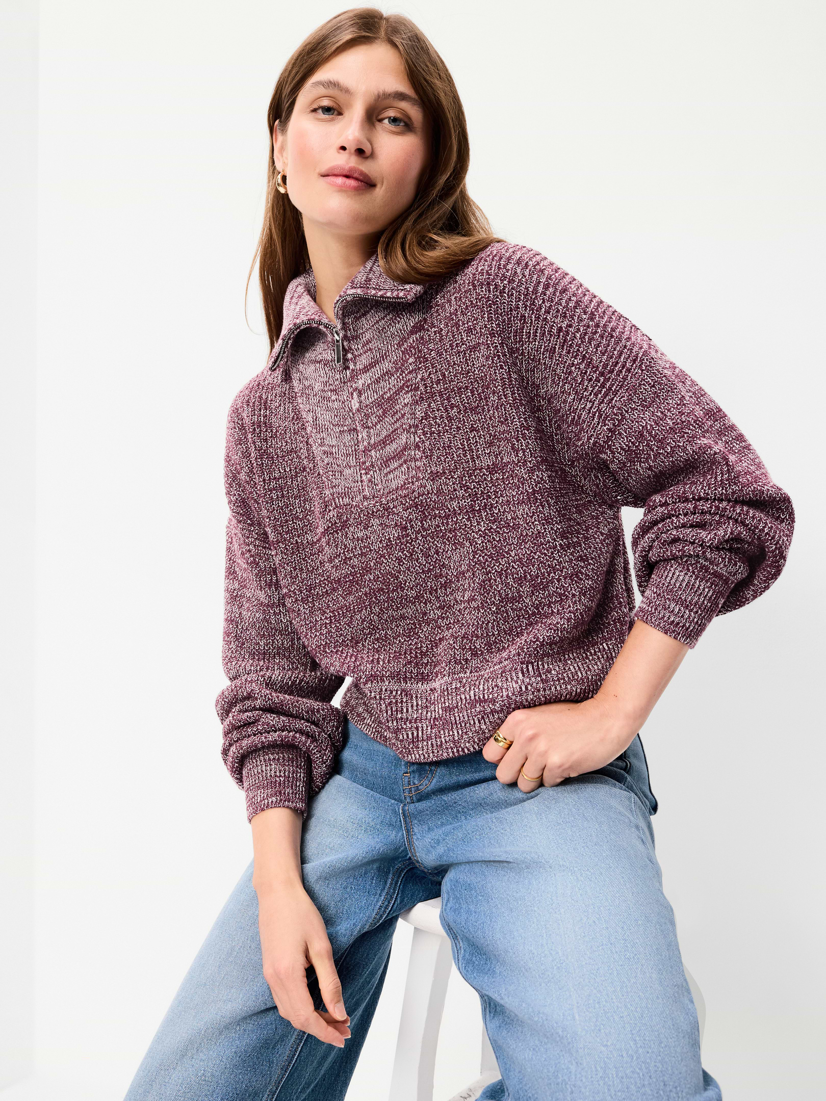 Seaside Cotton Shaker Oversized Half-Zip Sweater | Old Navy