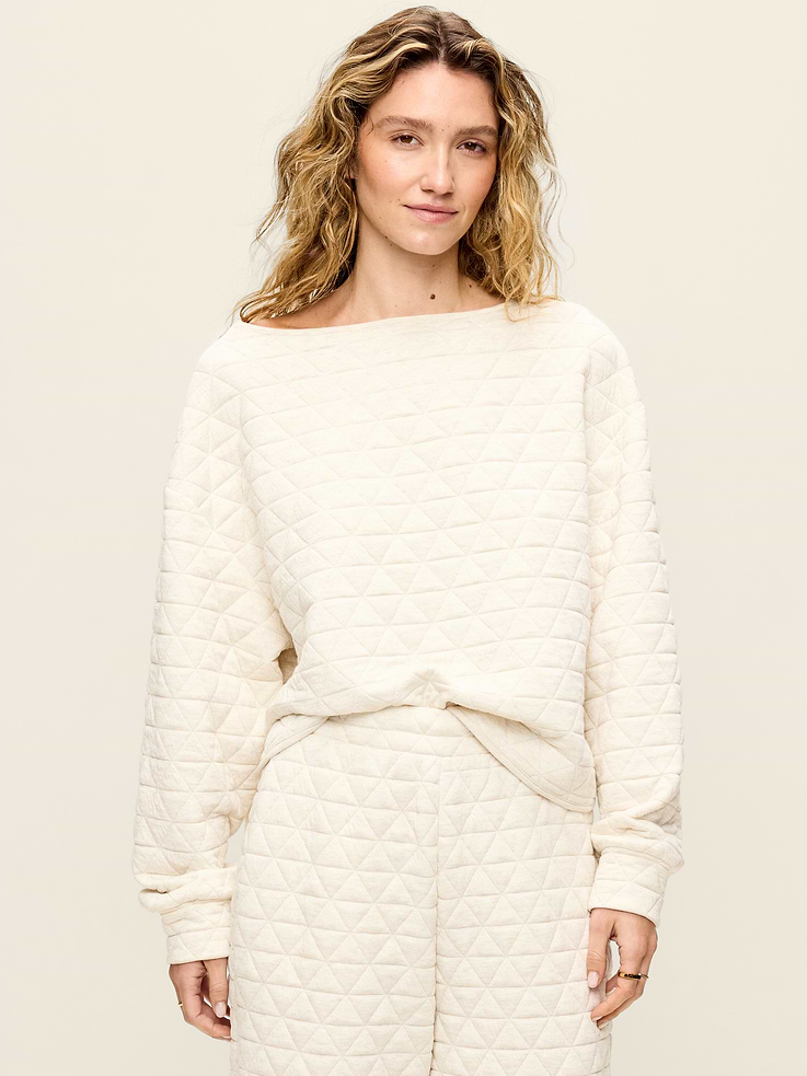Image number 1 showing, Quilted Bounce Boatneck Sweatshirt