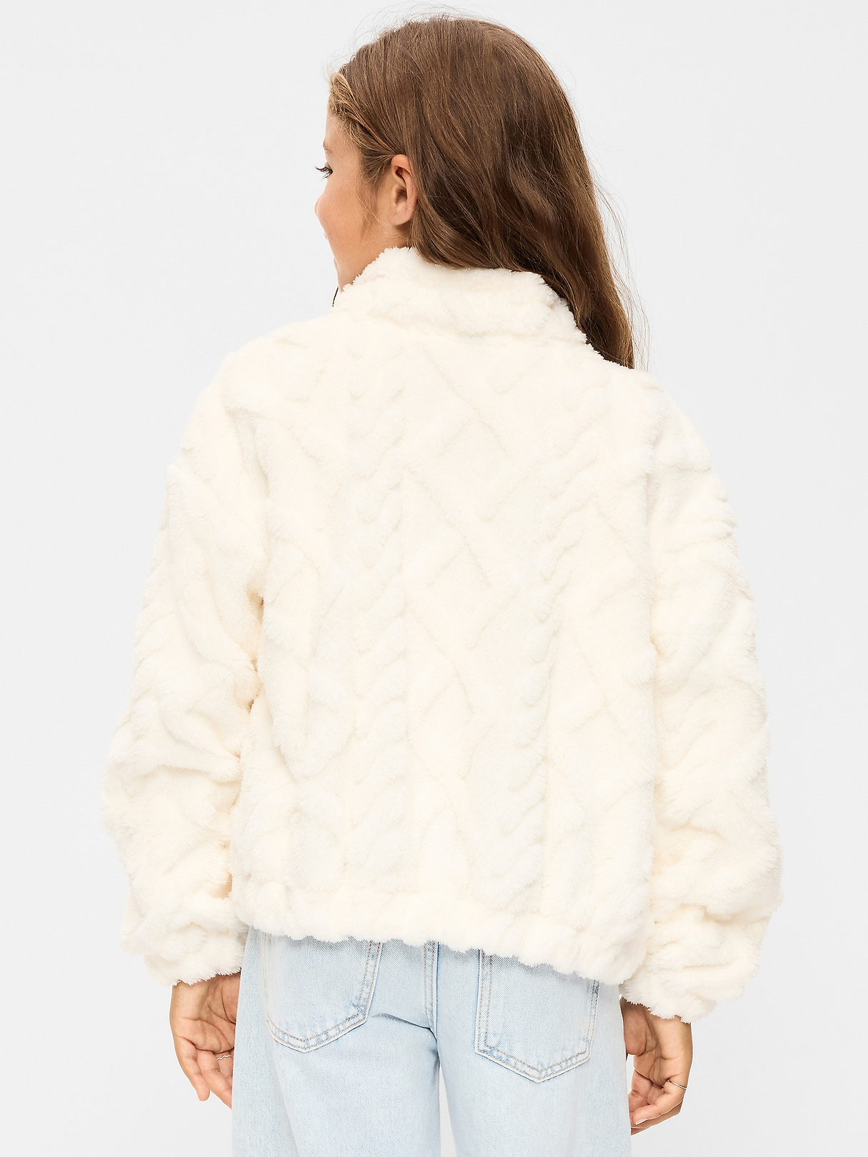 Oversized Logo Graphic Sherpa Jacket for Girls | Old Navy