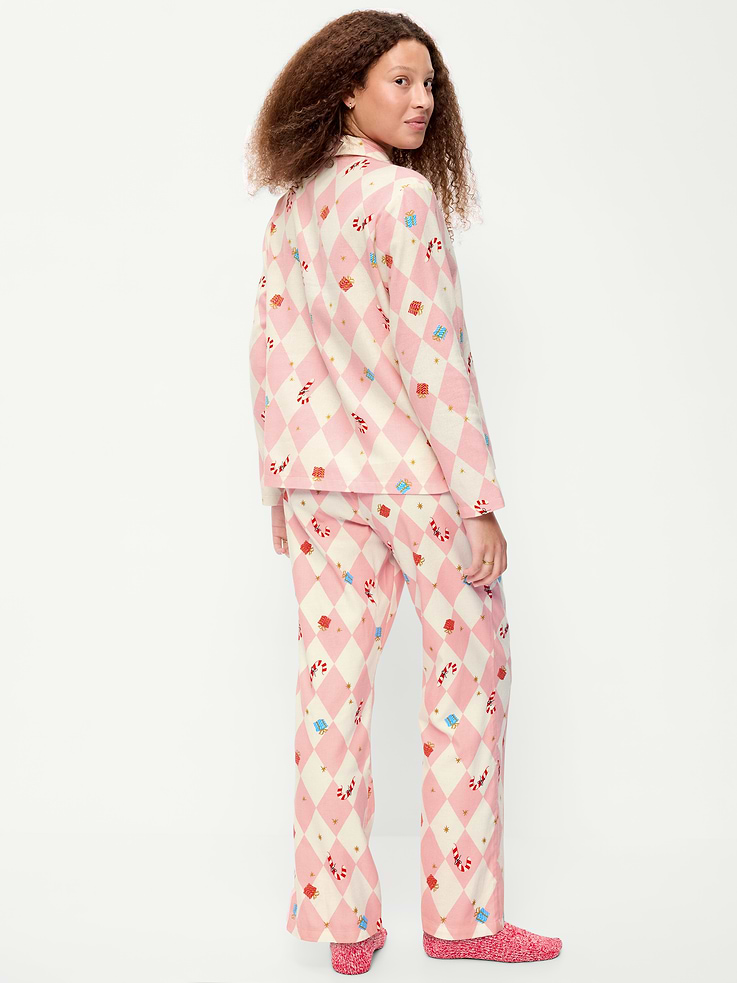 Image 2 of 8, Printed Flannel Pajama Pant Set for Women