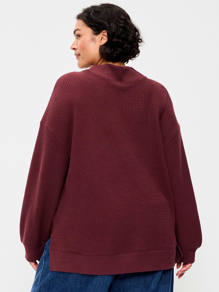 Image 7 of 7, Oversized Mock-Neck Long-Sleeve Top