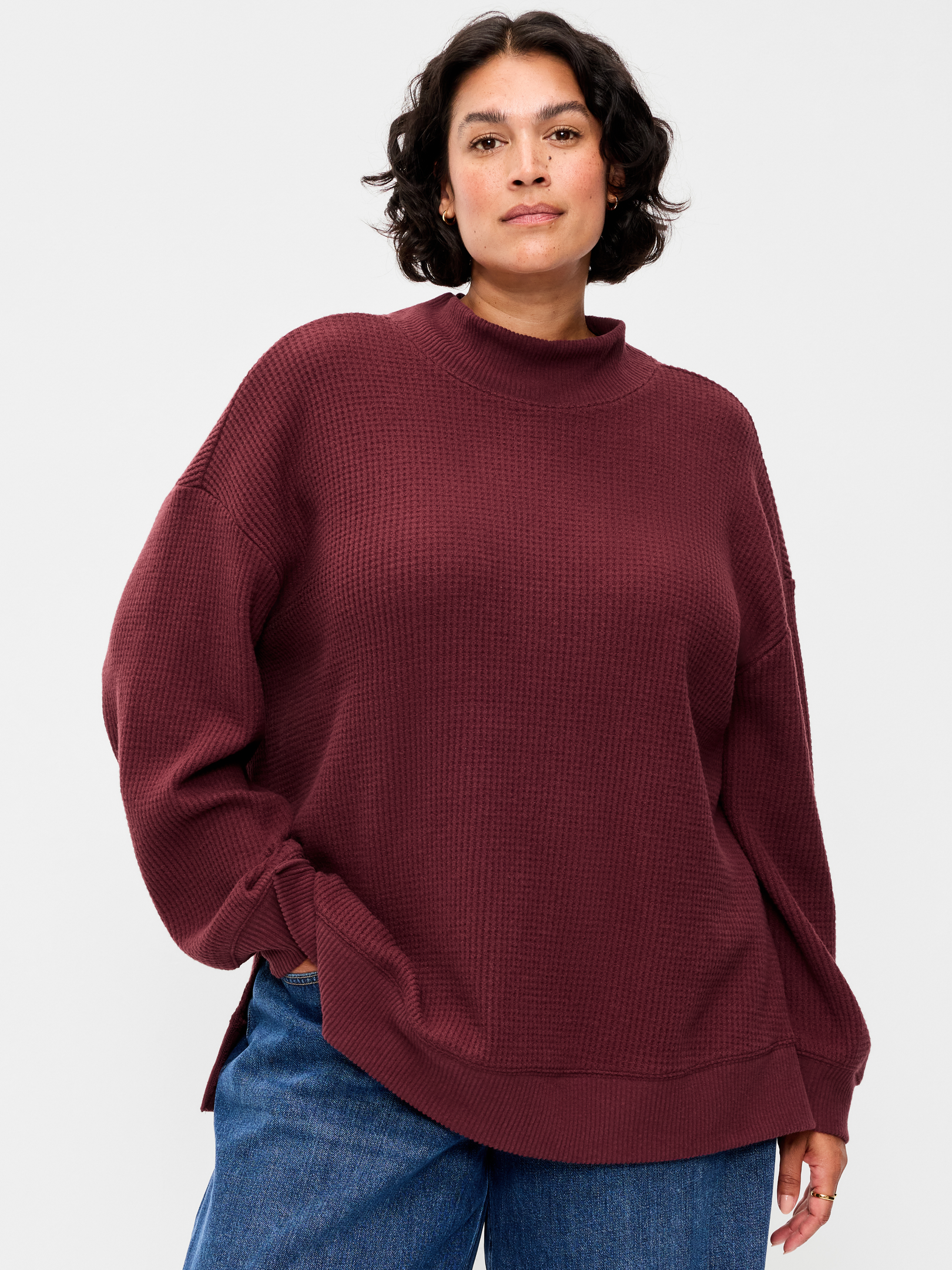 Oversized Mock-Neck Long-Sleeve Top | Old Navy