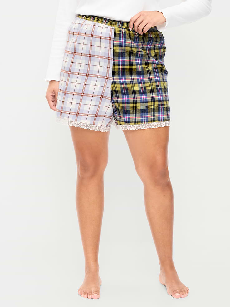 Image 7 of 8, Flannel Boxer Pajama Shorts