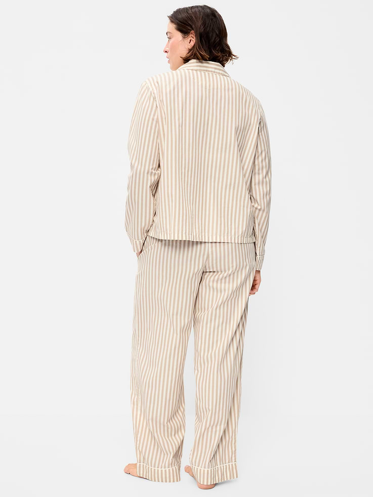 Image 5 of 7, Tie-Front Poplin Pajama Pant Set
