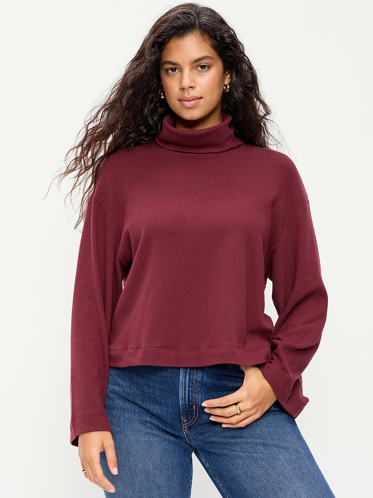 Image 6 of 9, Long-Sleeve Oversized Turtleneck Sweater