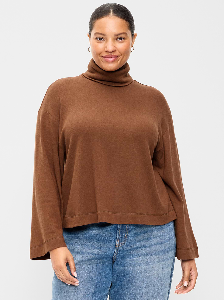 Image 8 of 9, Long-Sleeve Oversized Turtleneck Sweater
