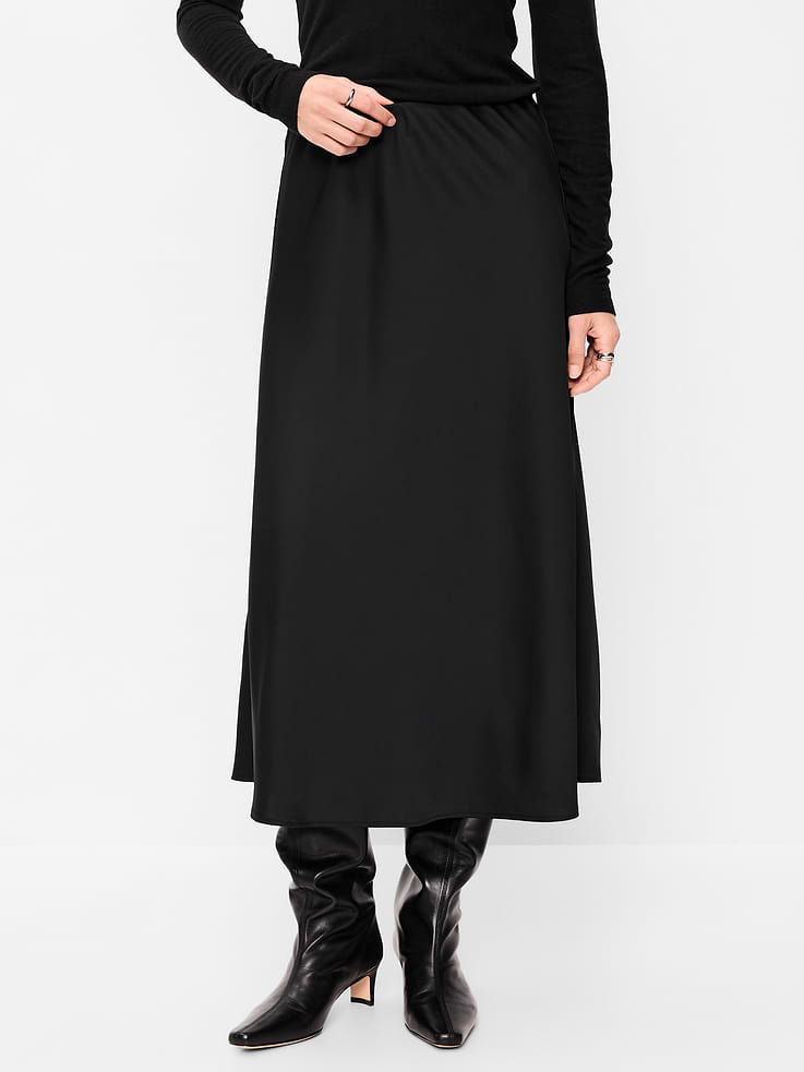 Image 2 of 8, Satin A-Line Maxi Skirt