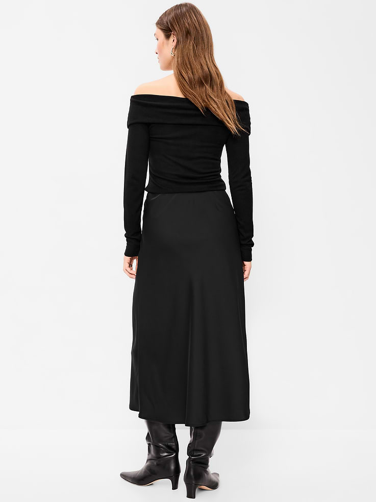 Image 3 of 8, Satin A-Line Maxi Skirt