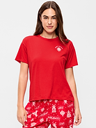 Image 1 of 2, rib-knit crew neck, short sleeves, graphic at front, Product #910769
