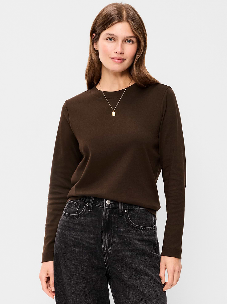 Image 1 of 8, rib-knit crew neck, long sleeves, Product #909493