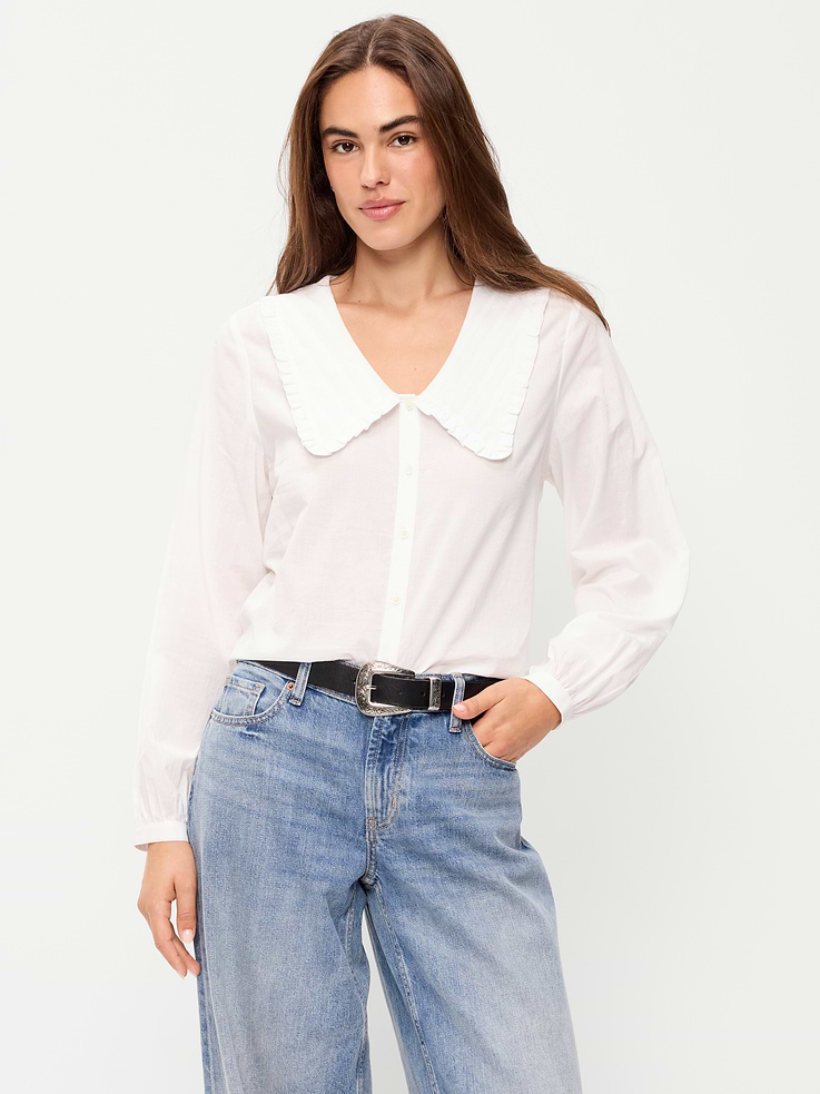 Image 4 de 8, Haut boutonné à col tendance et à manches longues
