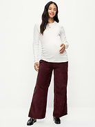 Image 1 of 2, rollover waist, diagonal on-seam pockets, back patch pockets, wide leg, Product #915855