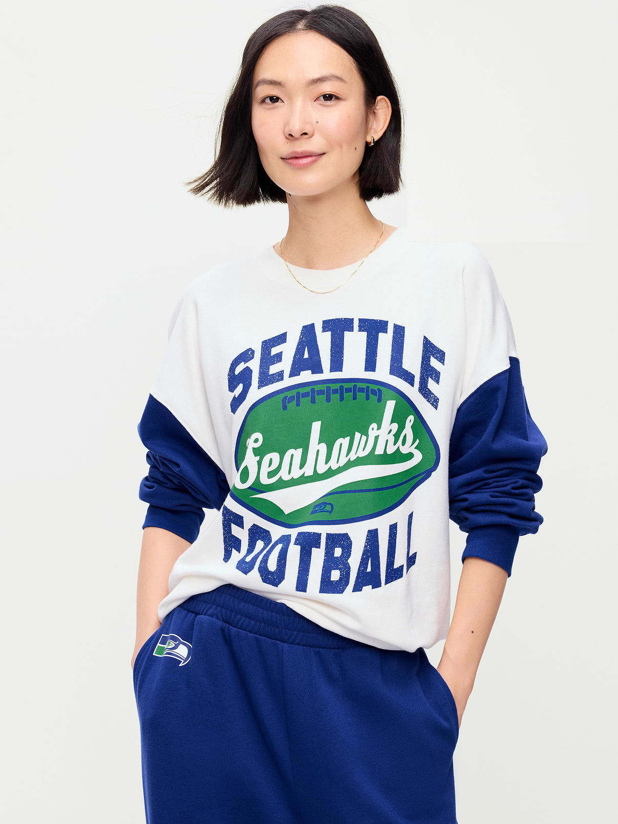 Image number 1 showing, Seattle Seahawks Oversized Fleece Sweatshirt for Women