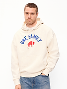 Image 1 of 6, drawstring hood, drop-shoulder sleeves, kangaroo pocket, graphic at front, rib-knit trim, pullover style, Product #916291