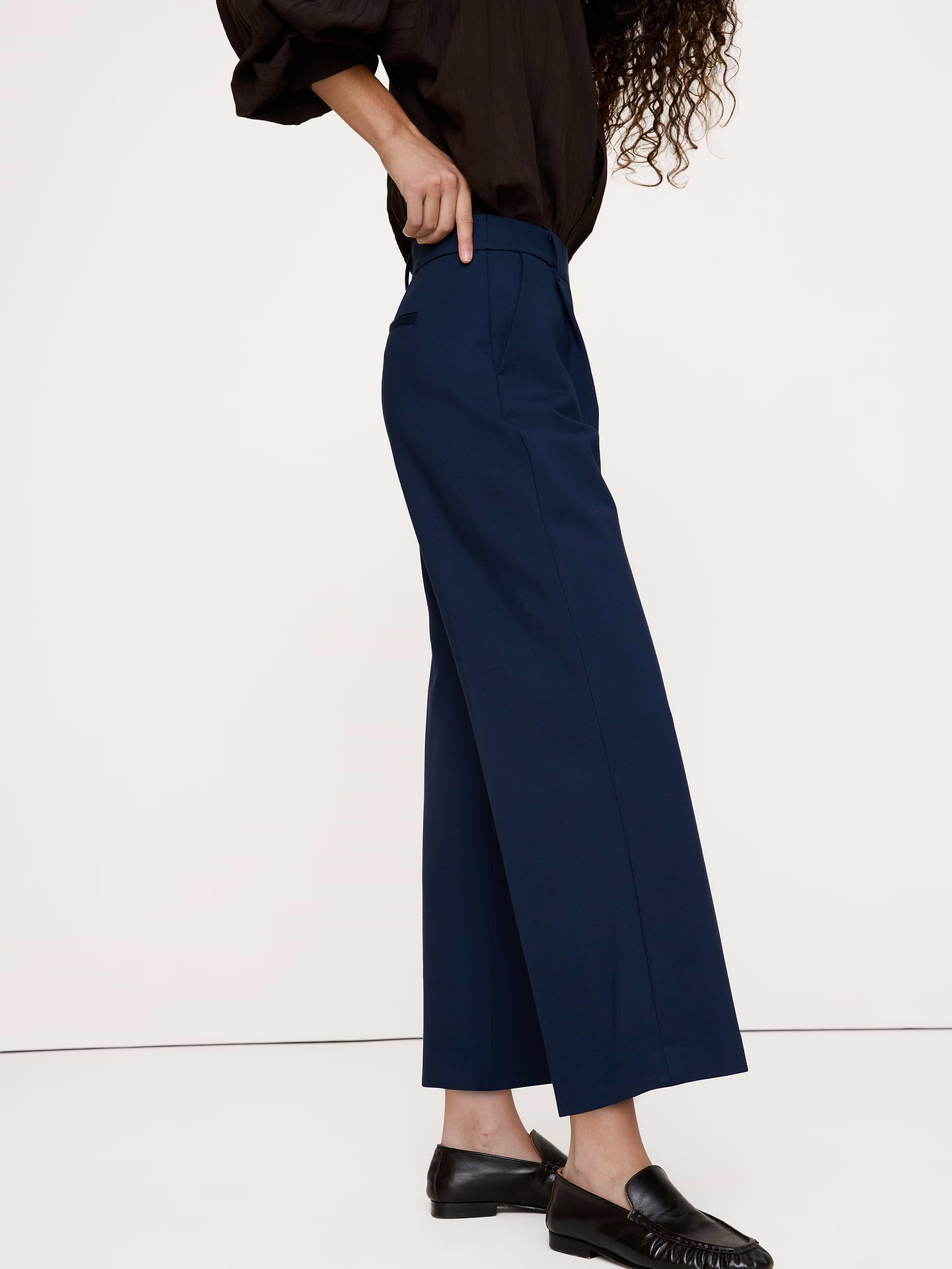 Image number 3 showing, High-Rise Wide-Leg Drapey Ponte Pull-On Pant