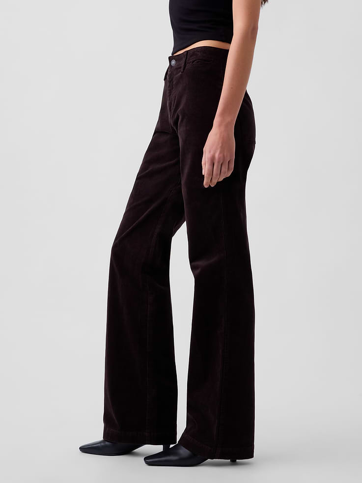 Image number 3 showing, Mid Rise Corduroy Relaxed Flare Pants