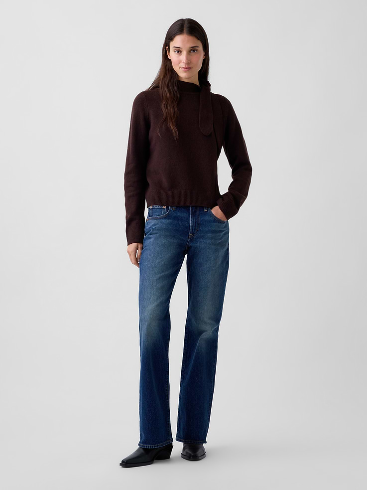 Image number 2 showing, CashSoft Tie-Neck Sweater