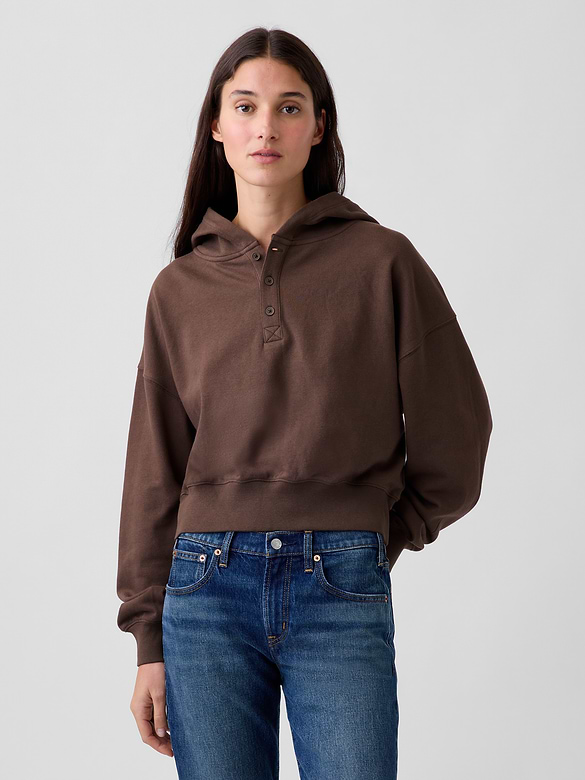 VintageSoft Oversized Henley Hoodie