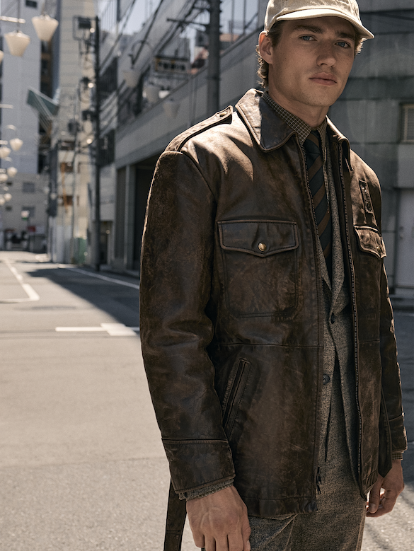 Leather Belted Field Jacket