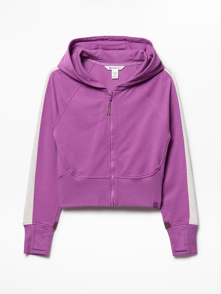 Image number 4 showing, Athleta Girl All Day Colorblock Full Zip Shrunken Hoodie