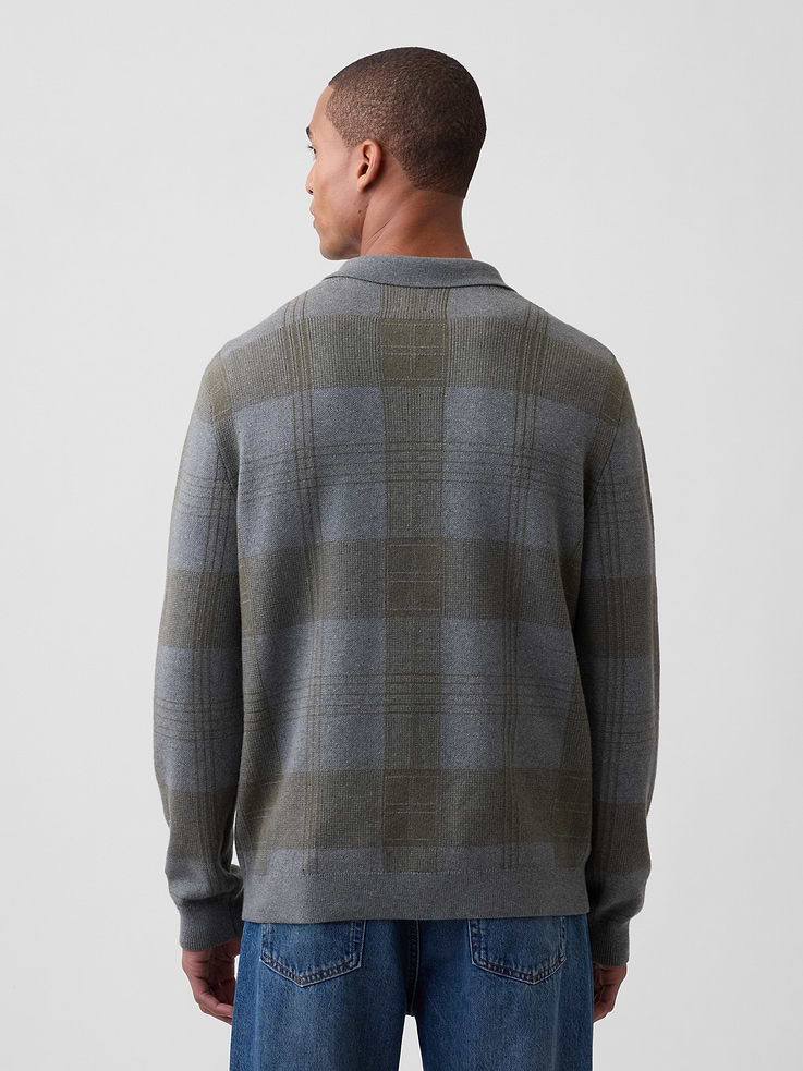 Image 2 of 5, Relaxed Plaid Zip Sweater