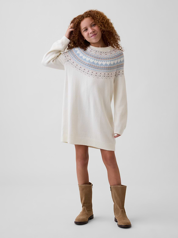 Kids CashSoft Oversized Fair Isle Sweater Dress