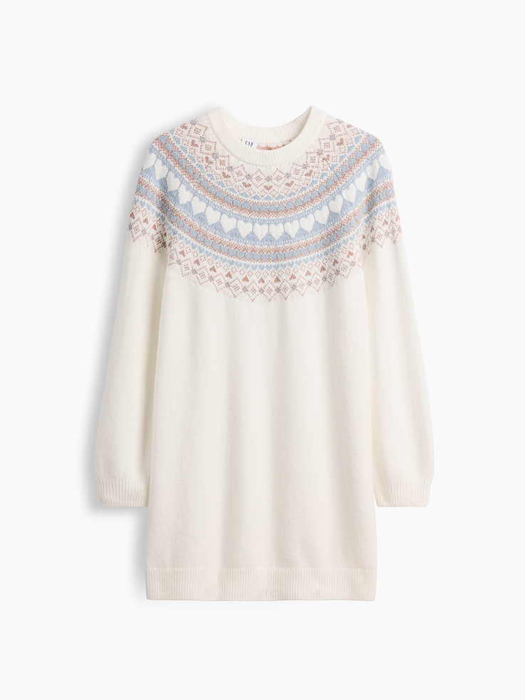 Image 2 of 5, Kids CashSoft Oversized Fair Isle Sweater Dress