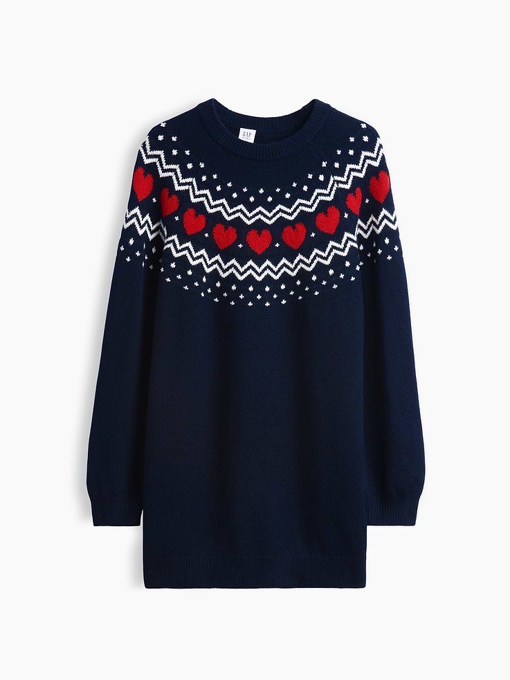 Image 2 of 5, Kids CashSoft Oversized Fair Isle Sweater Dress