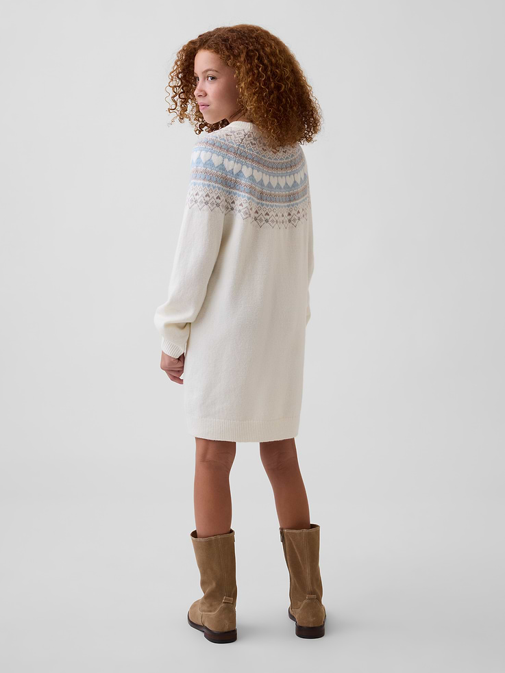 Image 3 of 5, Kids CashSoft Oversized Fair Isle Sweater Dress