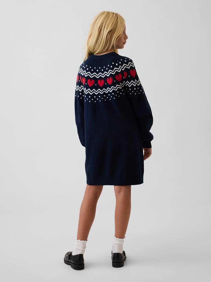 Image 3 of 5, Kids CashSoft Oversized Fair Isle Sweater Dress