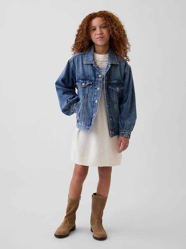 Image 4 of 5, Kids CashSoft Oversized Fair Isle Sweater Dress