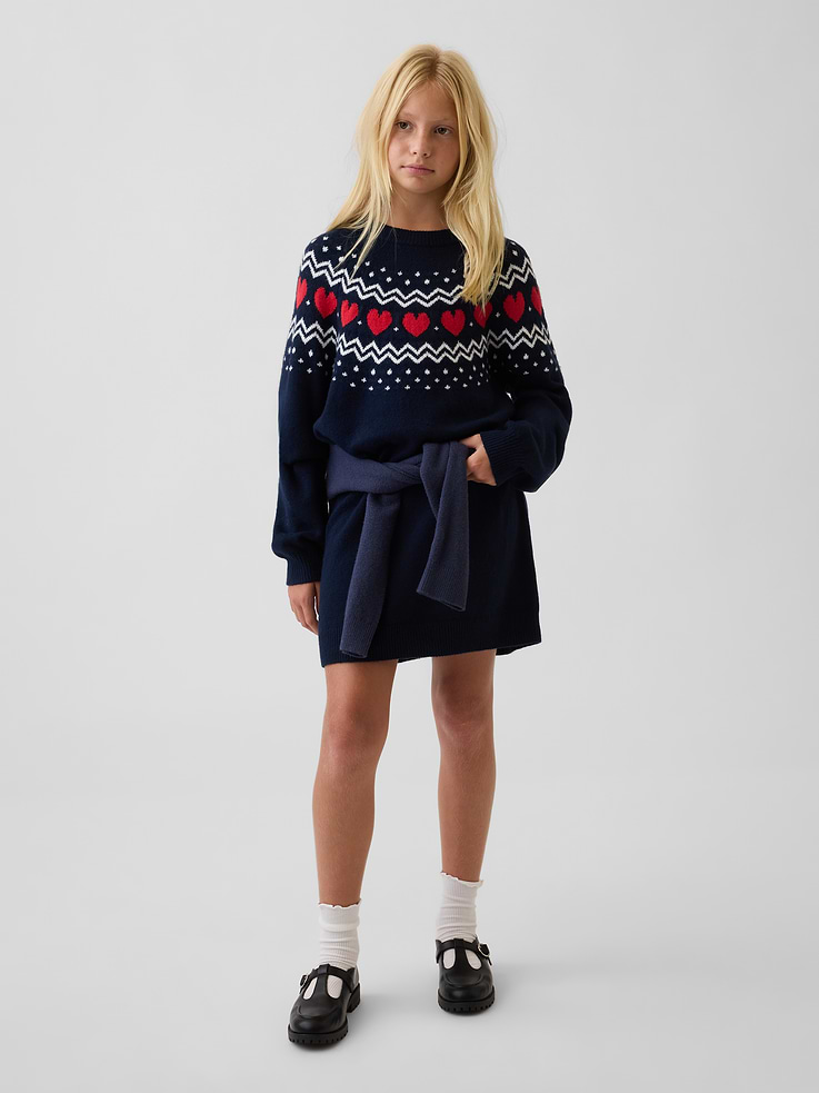 Image 4 of 5, Kids CashSoft Oversized Fair Isle Sweater Dress