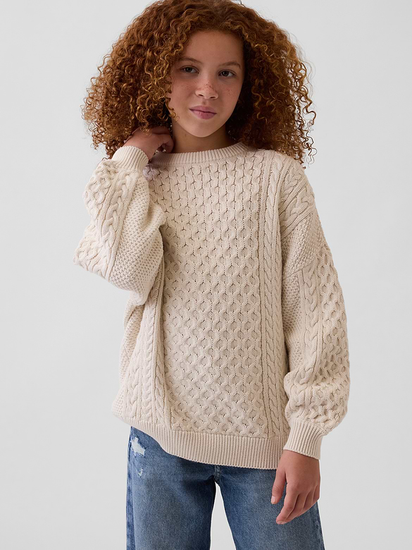 Kids 100% Cotton Oversized Cable-Knit Sweater
