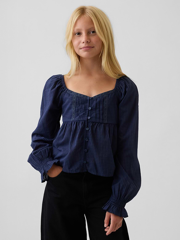 Kids Puff-Sleeve Empire-Waist Top