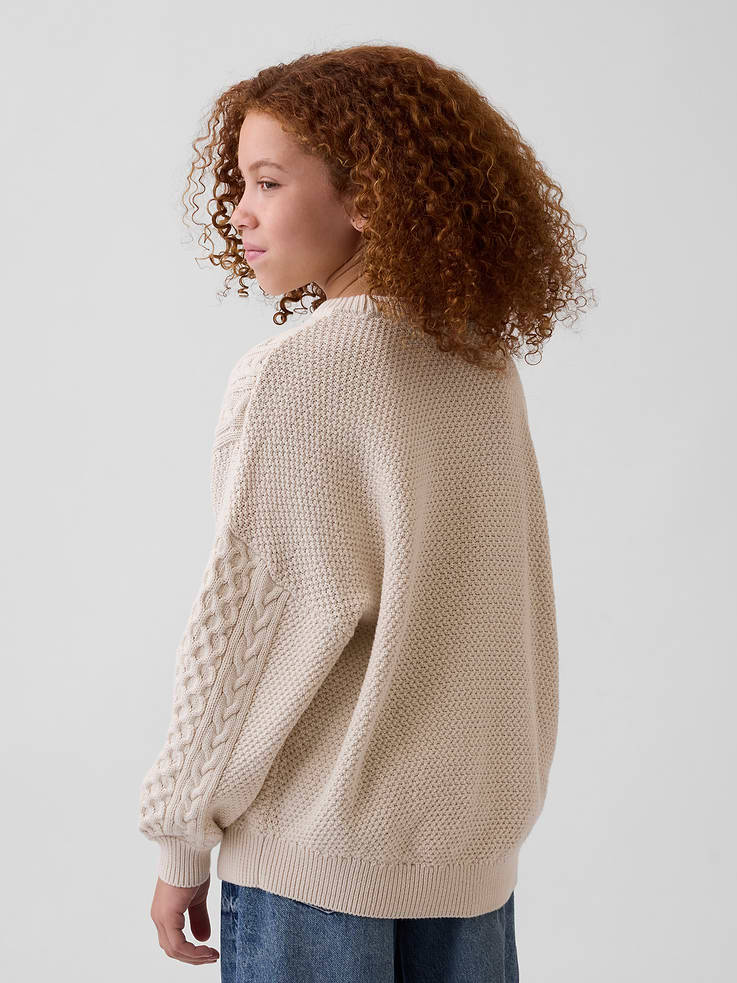 Image 3 de 5, Chandail surdimensionné en tricot torsadé 100 % coton pour Enfant