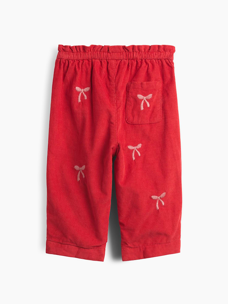 Image 2 de 3, Pantalon en velours côtelé brodé à taille extensible pour Bébé