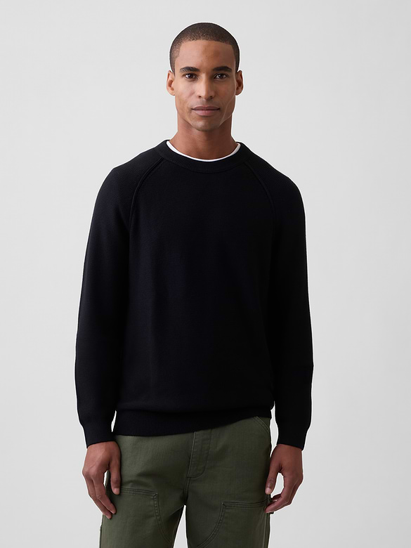 Garter-Stitch Crewneck Sweater