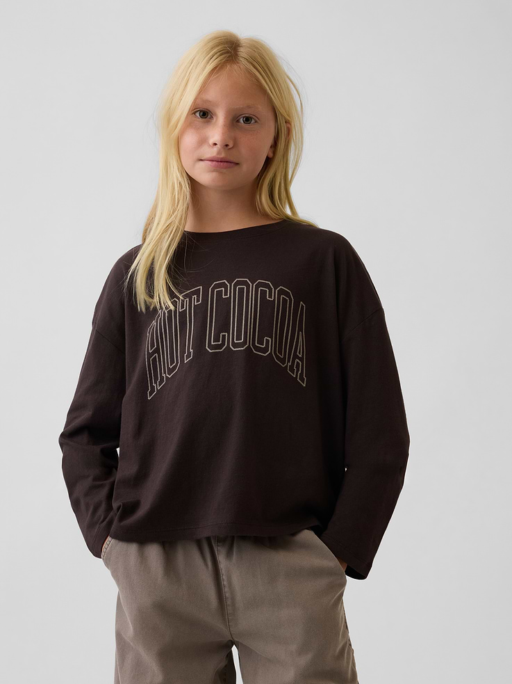 Image 1 of 4, Soft cotton jersey T-shirt. In an oversized fit., Crewneck., Long sleeves with drop shoulders., Graphics at front., Product #1185500