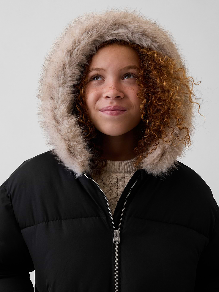 Image 6 de 6, Veste rembourrée à capuchon en similifourrure pour Enfant
