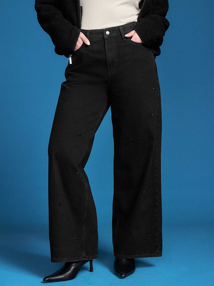 Image 2 of 8, Old Navy x Altuzarra High-Waisted Embellished Baggy Wide-Leg Jeans