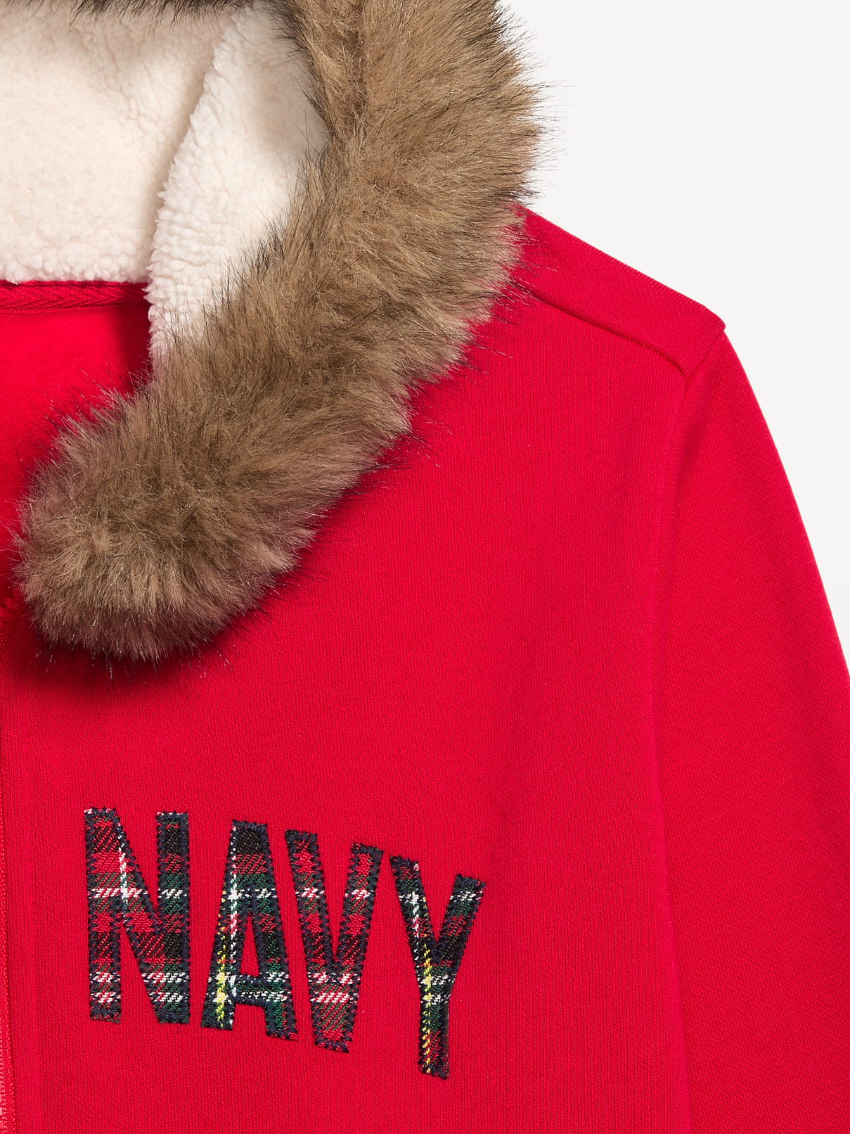 Image 3 of 3, Logo Faux-Fur Trimmed Zip Hoodie Sweatshirt