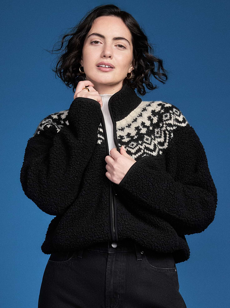 Image 1 of 8, funnel neck, long raglan sleeves, zip front, Product #1184432