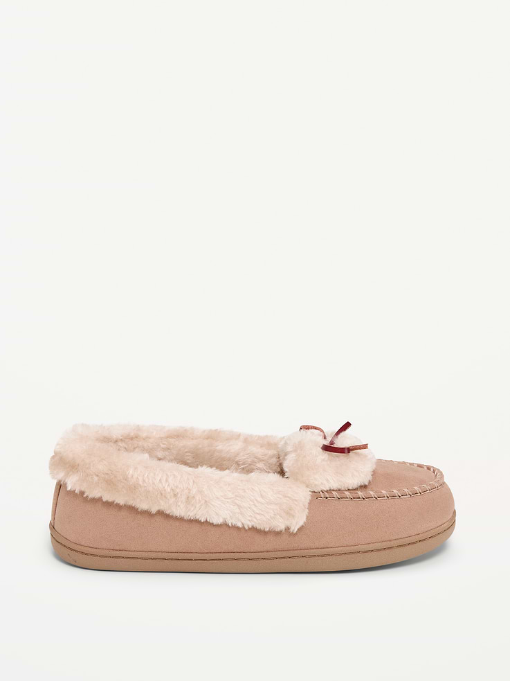 Image 3 of 4, Faux-Fur Lined Moccasin Slippers for Women