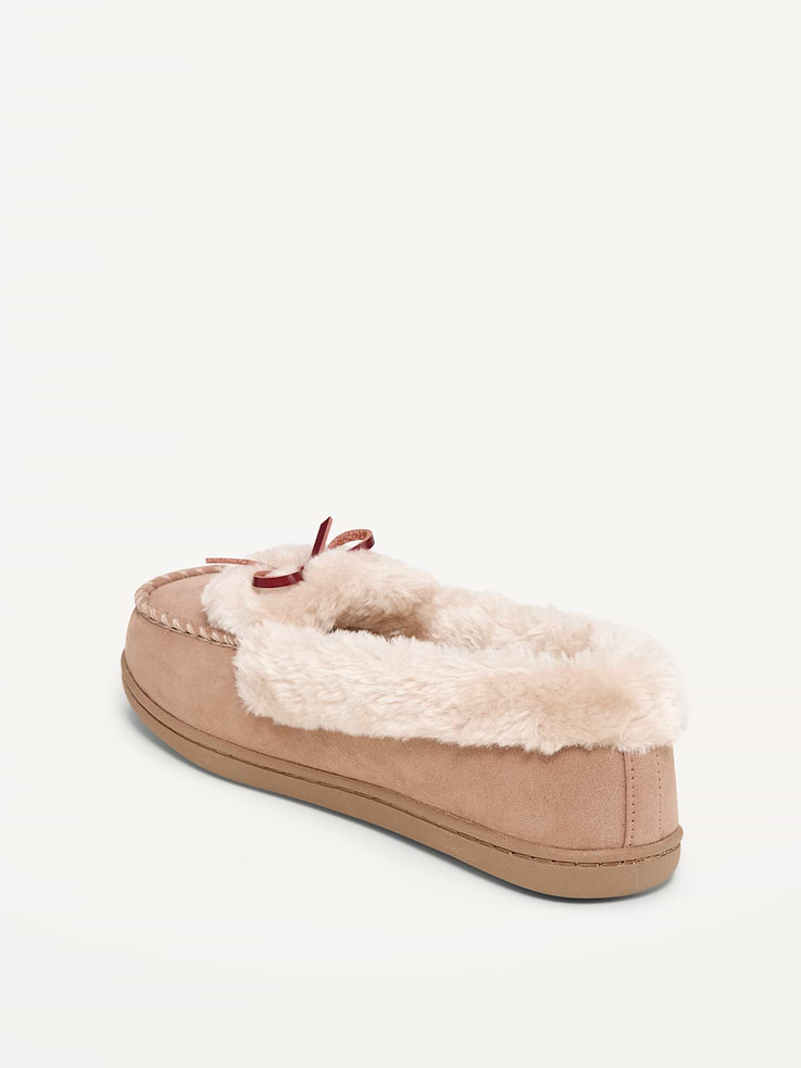 Image 4 of 4, Faux-Fur Lined Moccasin Slippers for Women
