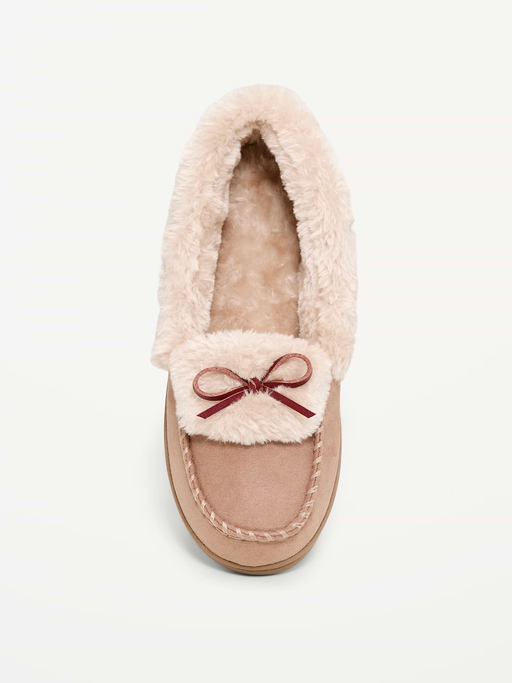 Image 2 of 4, Faux-Fur Lined Moccasin Slippers for Women