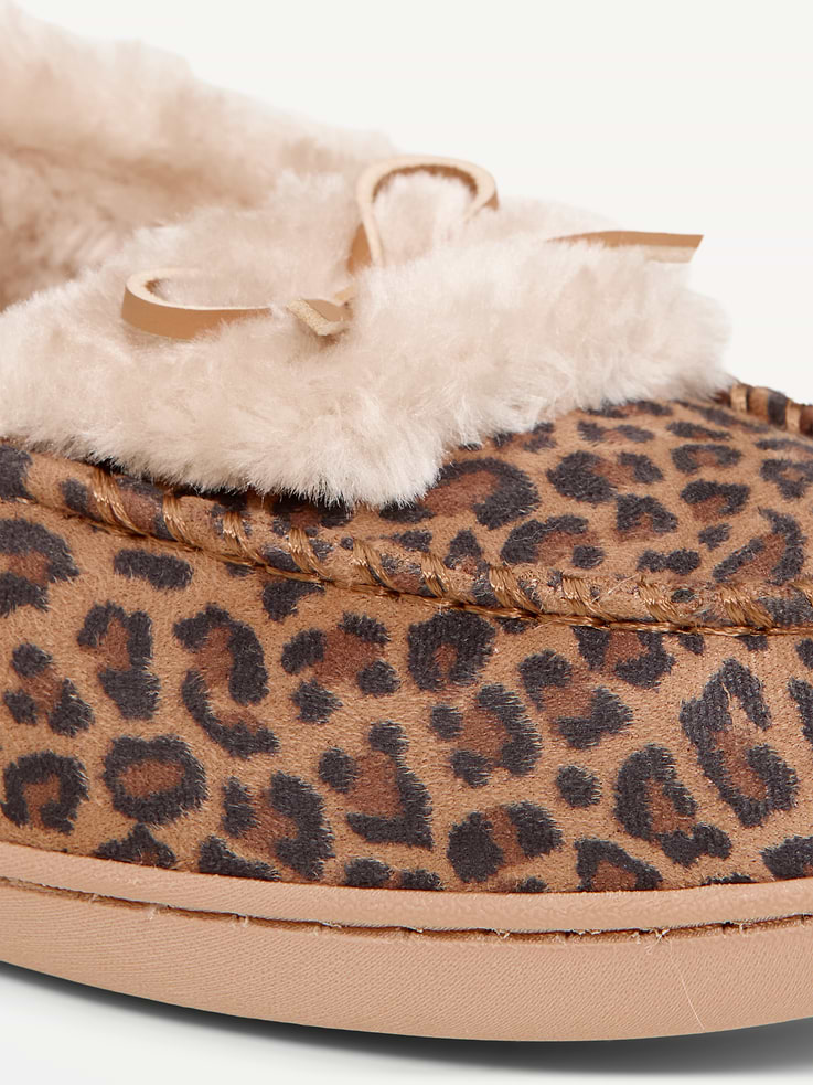 Image 4 of 5, Faux-Fur Lined Moccasin Slippers for Women