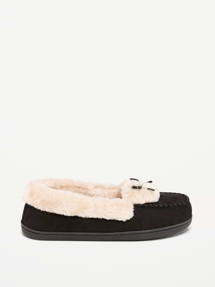 Image 3 of 4, Faux-Fur Lined Moccasin Slippers for Women