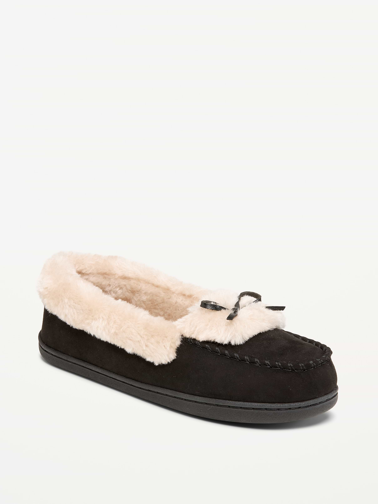 Faux-Fur Lined Moccasin Slippers for Women